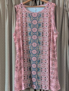 Women's Size 4X Scoop Neck Flowy Swing Sundress With Pockets